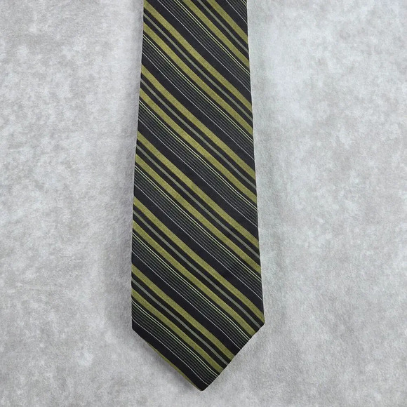 J. Ferrar USA Black Gold Striped Geometric Repp Executive Silk Neck Tie Men's - Picture 1 of 6